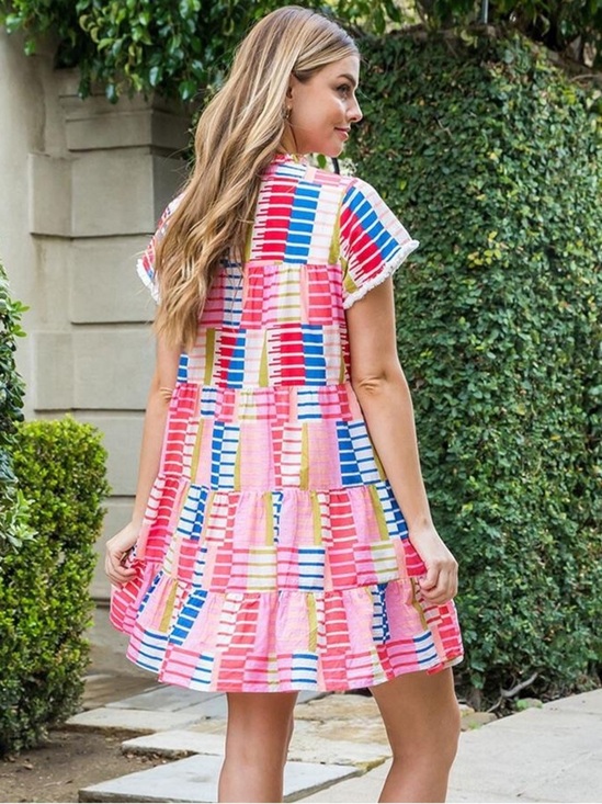 THML Dresses & Skirts - THML Rainbow Print Cotton Mini Dress XS